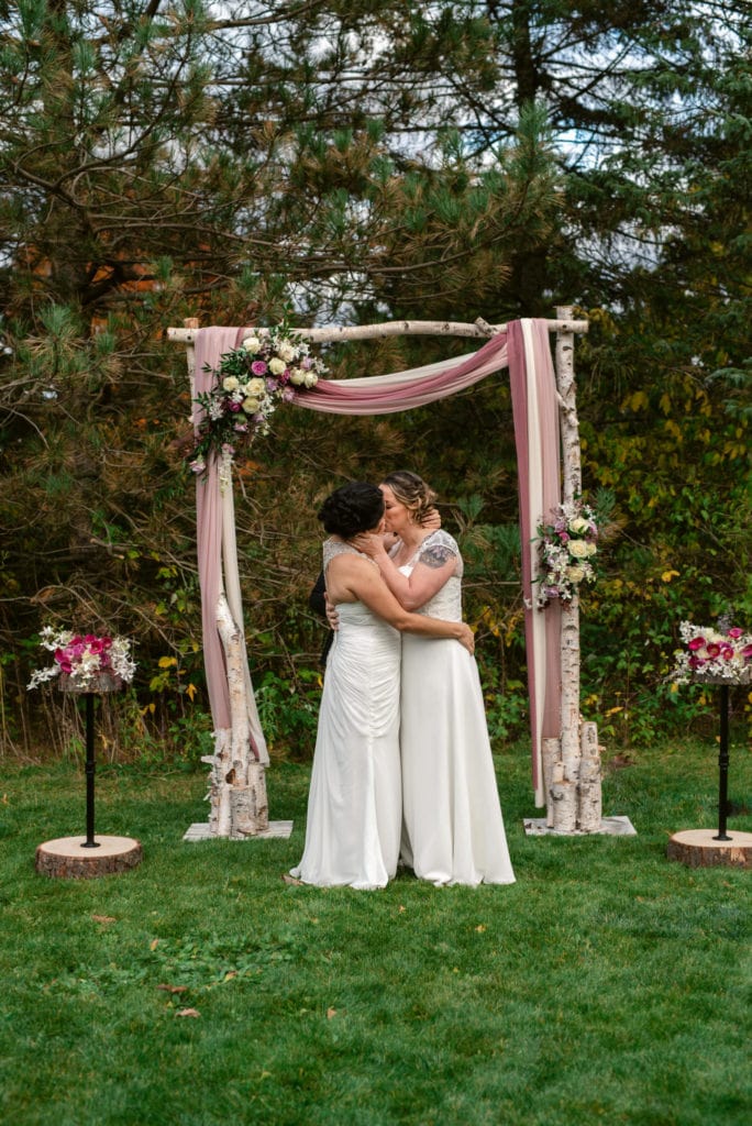 Here are some great examples of Wedding Planning During a Pandemic, these two Brides had an intimate fall backyard wedding in Michigan.
